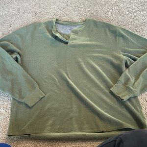 Faded Glory Olive Green Long Sleeve Henley Shirt